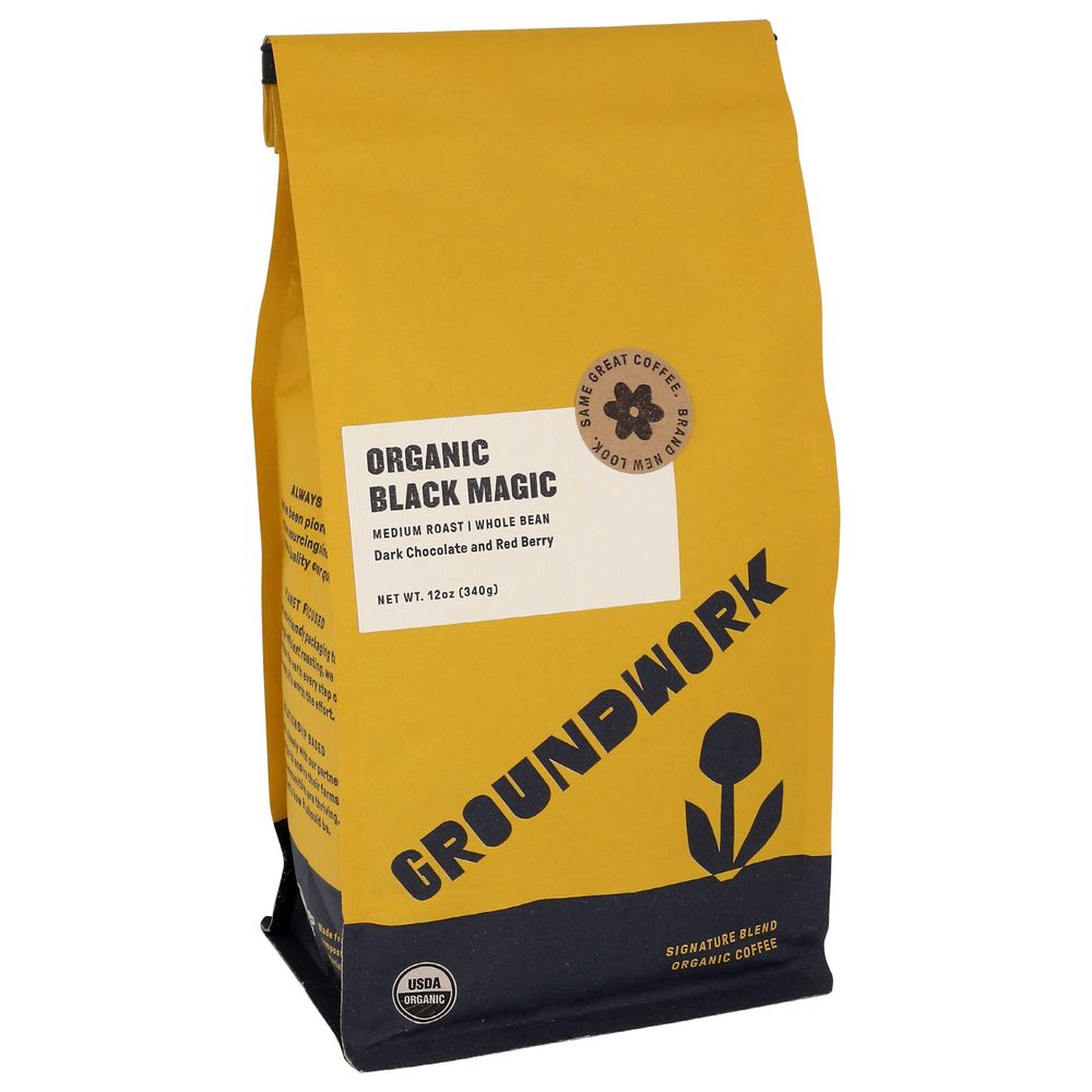 Groundwork Organic Black Magic Espresso Blend Whole Bean Coffee, 12 Ounce -- 6 Per Case