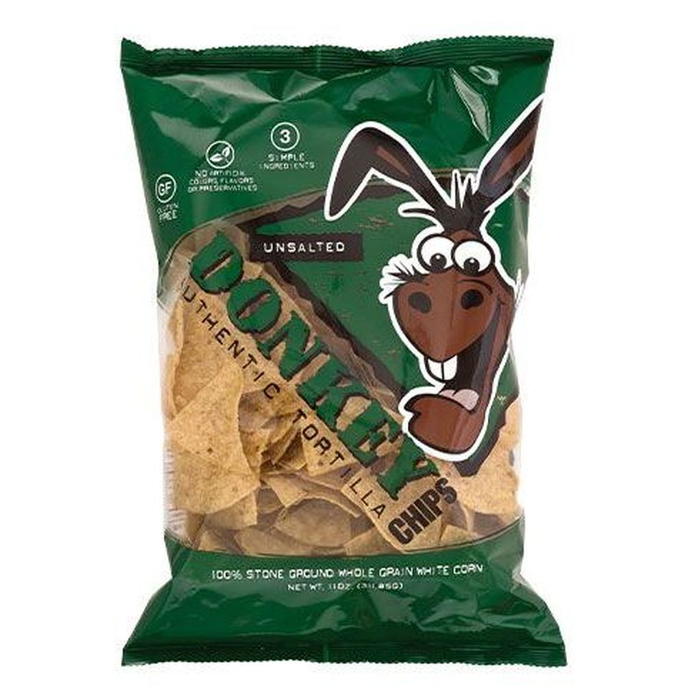 Donkey Chips Unsalted Tortilla Chips, 11 Ounce 12 per case