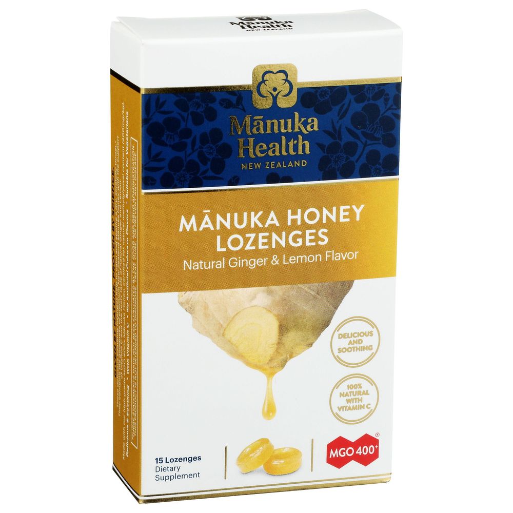Manuka Natural Ginger And Lemon Honey Lozenges, 15 Count