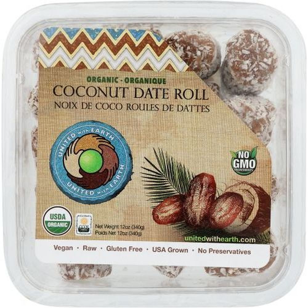 United With Earth Organic Coconut Date Rolls, 12 Ounce -- 12 Per Case