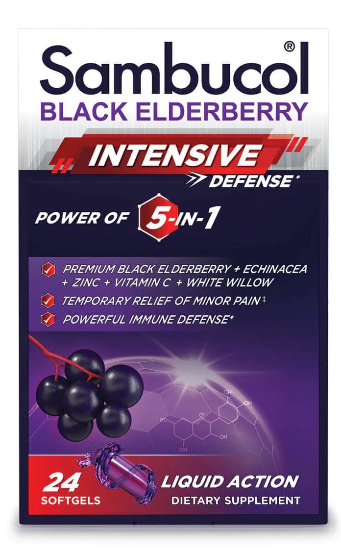 Sambucol 5 in 1 Intense Defense Plus Echinacea Elderberry Softgels, 24 ...