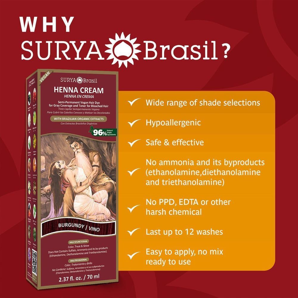 Surya Brasil Burgundy Henna Cream, 2.37 Ounce