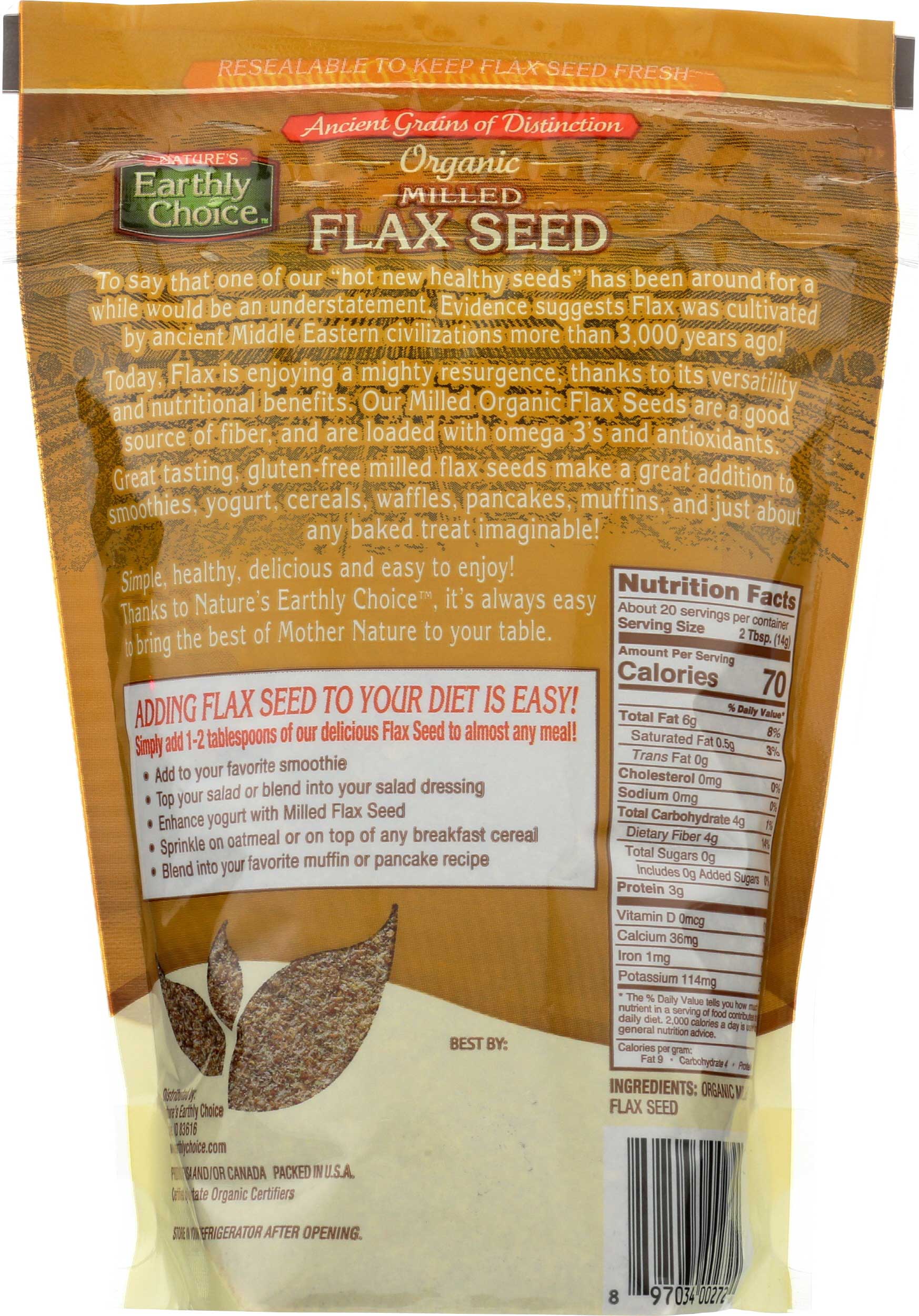 Natures Earthly Choice Organic Milled Flax Seed, 10 Ounce -- 6 per