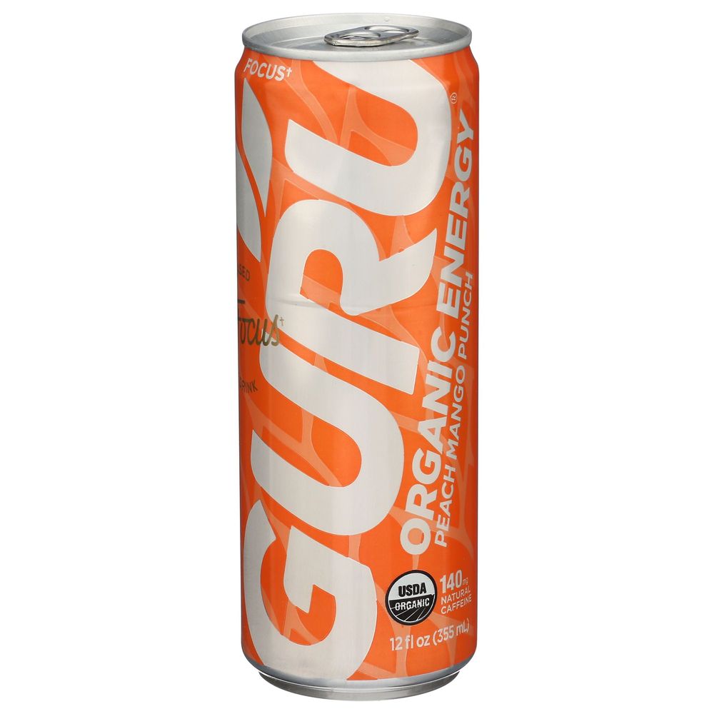 Guru Organic Peach Mango Punch Energy Drink, 12 Fluid Ounce -- 24 Per Case
