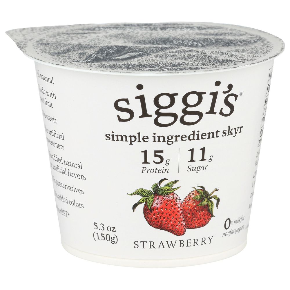 Siggi's Strawberry Strained Non Fat Yogurt, 5.3 Fluid Ounce -- 12 Per Case