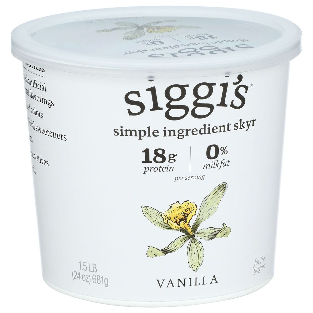 Siggi's Strained Vanilla Non Fat Yogurt, 24 Fluid Ounce -- 6 Per Case