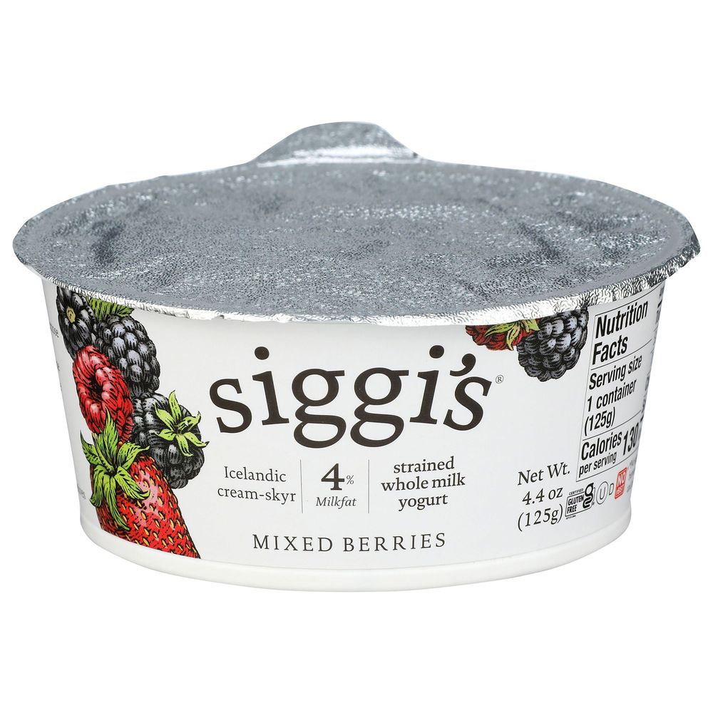 Siggi's 4 Percent Mixed Berry Whole Milk Yogurt, 4.4 Fluid Ounce -- 12 Per Case