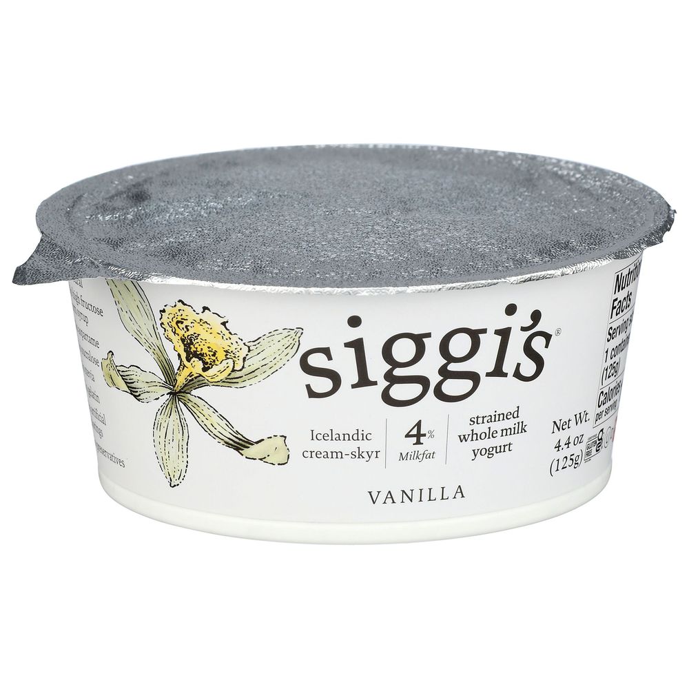 Siggi's 4 Percent Vanilla Strained Whole Milk Yogurt, 4.4 Fluid Ounce -- 12 Per Case