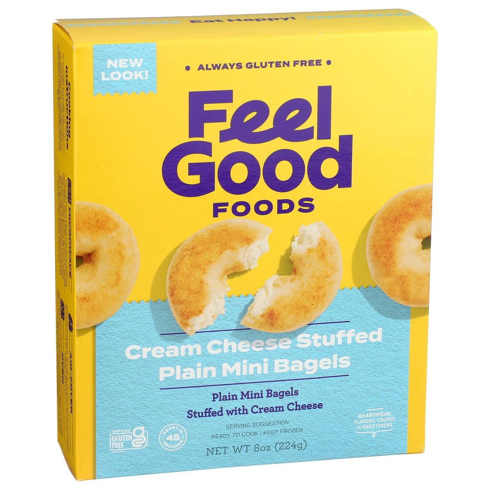 Feel Good Foods Cream Cheese Stuffed Plain Mini Bagel, 8 Ounce -- 9 Per Case