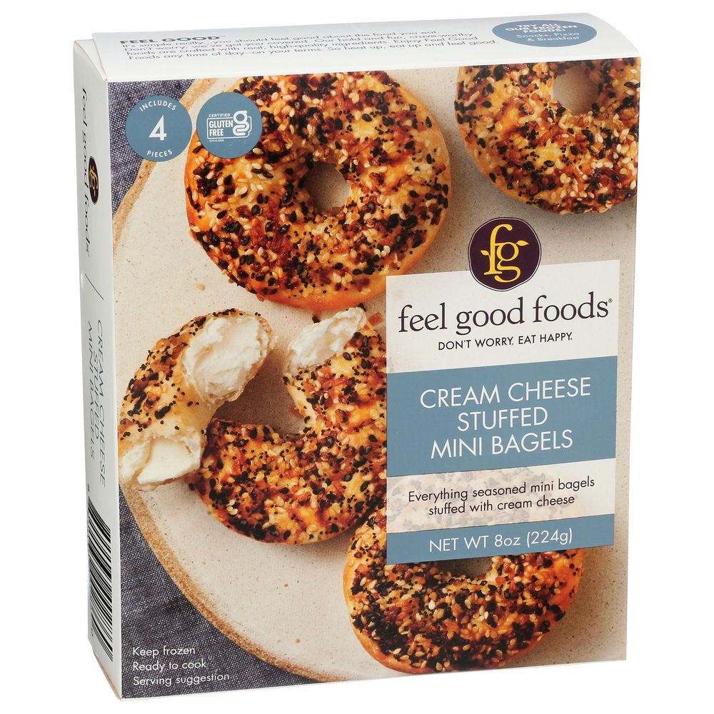 Feel Good Foods Cream Cheese Stuffed Everything Mini Bagel, 8 Ounce -- 9 Per Case