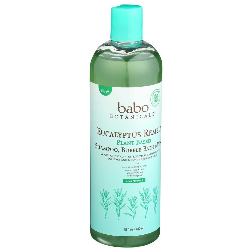 Babo Botanicals Eucalyptus Remedy Plant Based Shampoo Bubble Bath And Wash, 15 Fluid Ounce