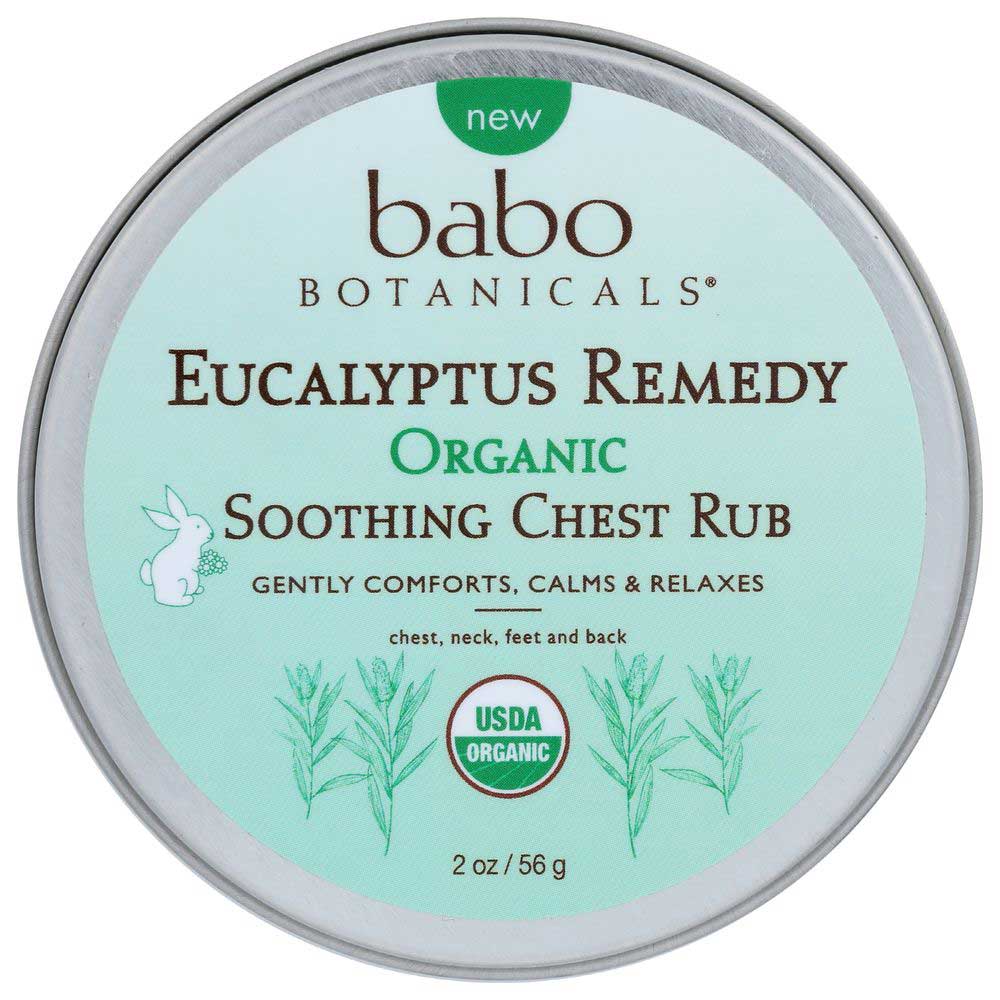 Babo Botanicals Eucalyptus Remedy Organic Soothing Chest Rub, 2 Ounce -- 6 Per Case