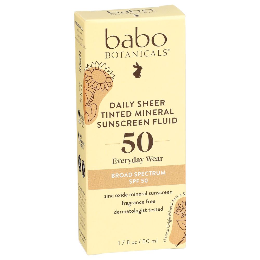 Babo Botanicals Spf 50 Daily Sheer Tinted Mineral Sunscreen, 1.7 Fluid Ounce