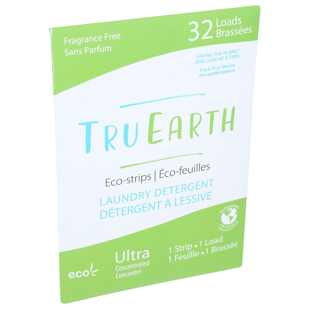 Tru Earth Eco Strips Fragrance Free Laundry Detergent, 32 Count -- 12 Per Case