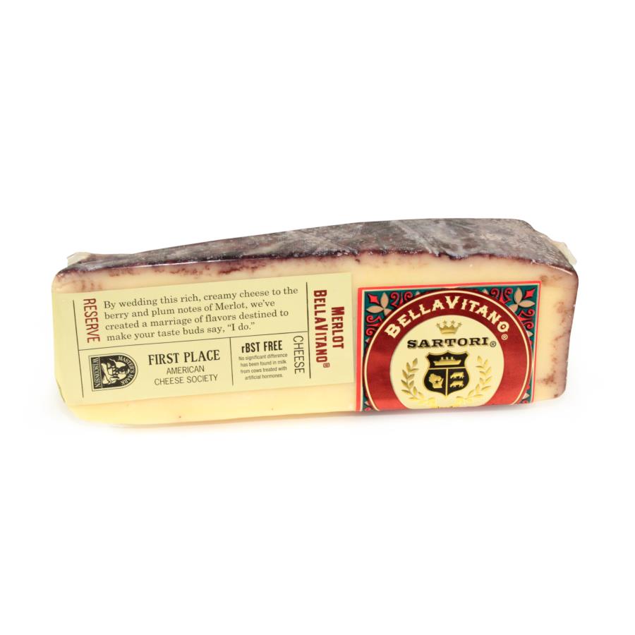 Sartori Reserve Merlot BellaVitano Cheese Wedge, 5 Ounce -- 12 per case.