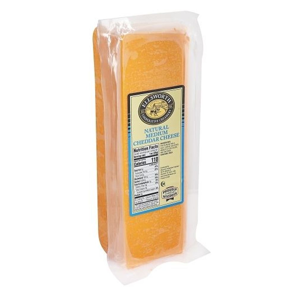Ellsworth Natural Medium Cheddar Cheese, 5 Pound 2 per case