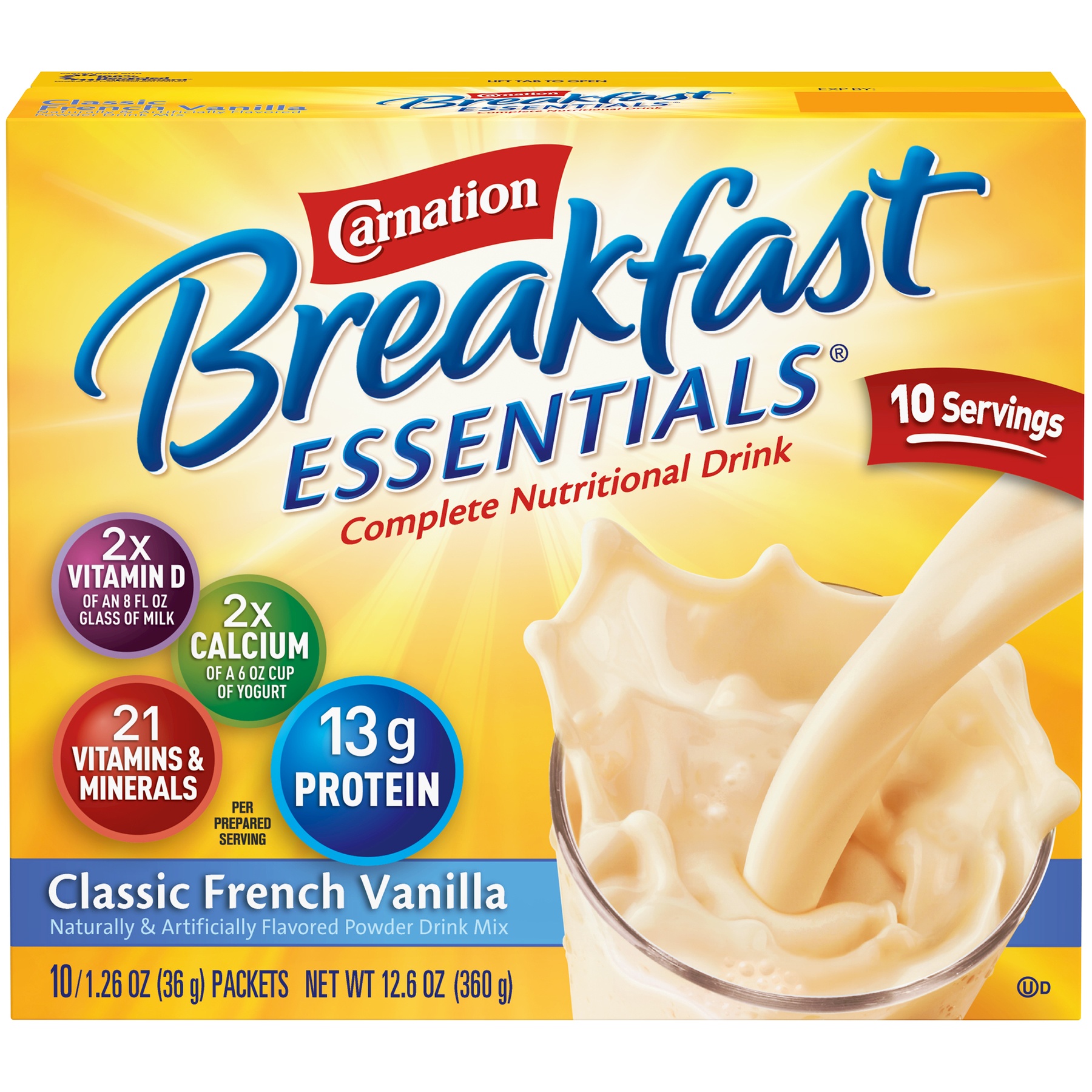 Carnation Nestle French Vanilla Breakfast Essentials Drink Mix, 12.6 Ounce -- 6 Per Case