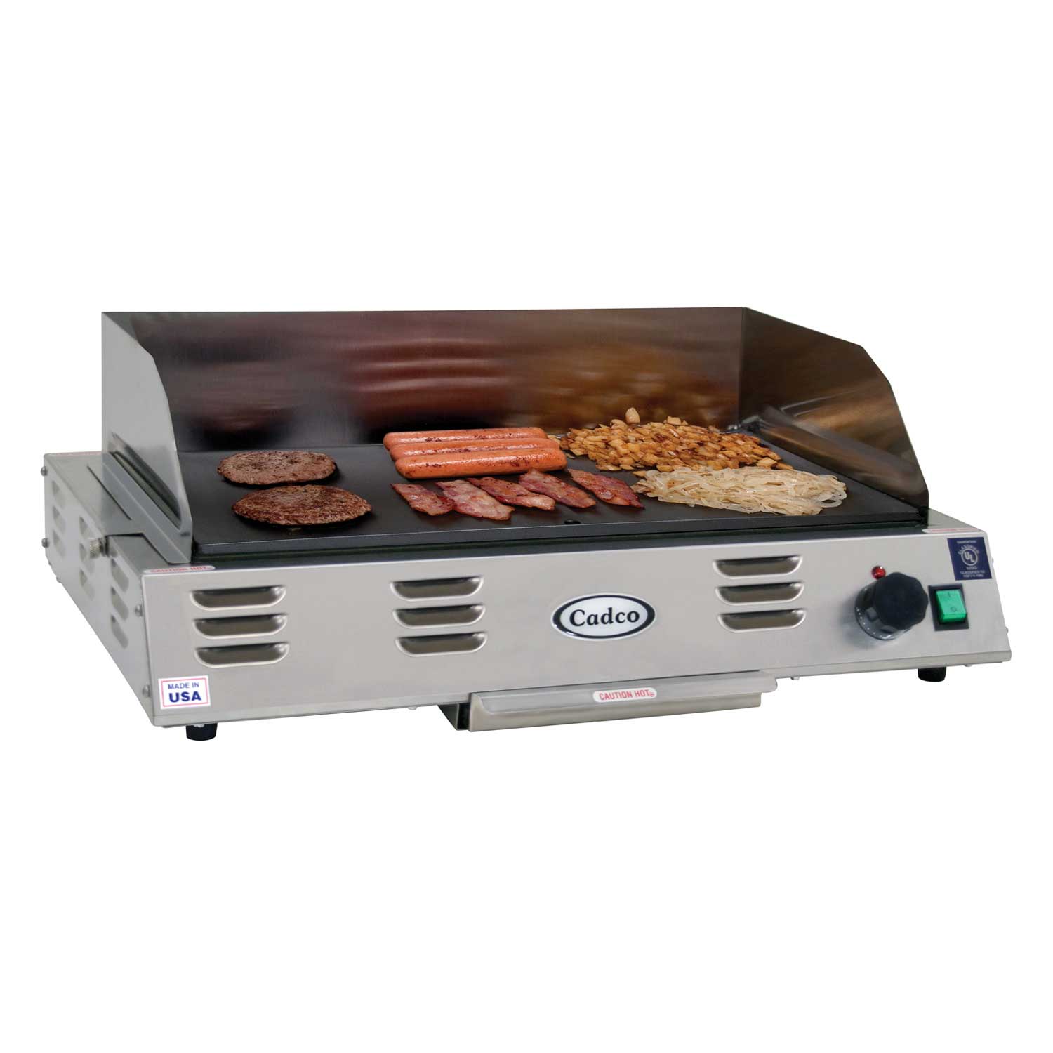 Cadco Medium Duty Stainless 120 Volt Countertop Griddle, 24 1/2 X 9 1/4 X 17 1/2 Inch