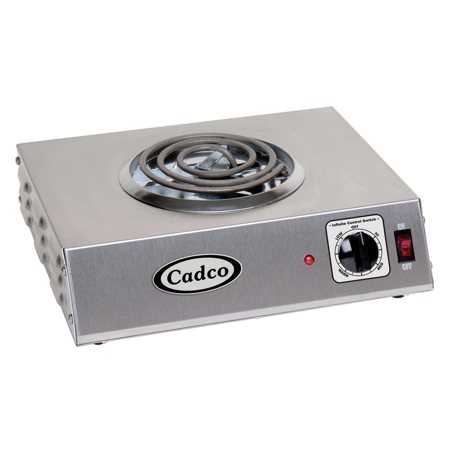 Cadco Heavy Duty Stainless Steel 120 Volt Potable Single Hot Plate With Tubular Elements, 14 X 4 1/8 X 12 1/4 Inch