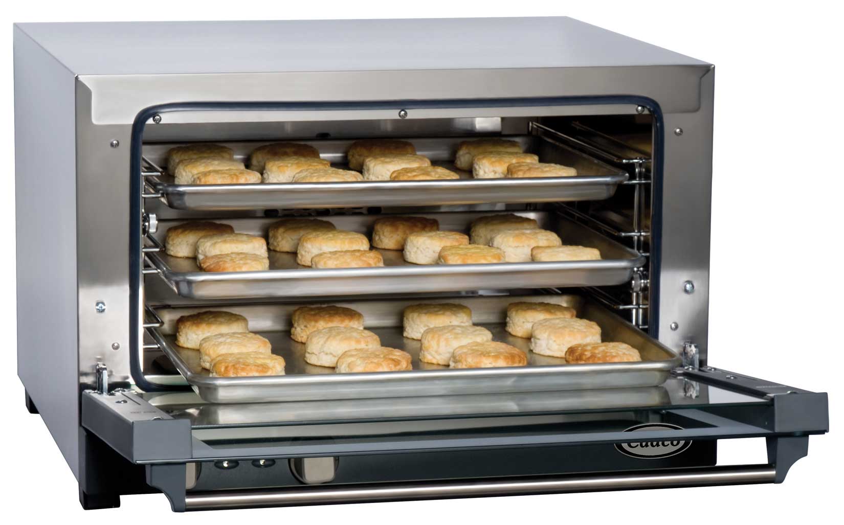 Cadco Medium Duty Stainless Steel 120 Volt Countertop Convection Oven With Manual Control, 3 Quarter Size Sheet Pan Capacity, 18-7/8 X 21-1/2 X 15-3/4 Inch