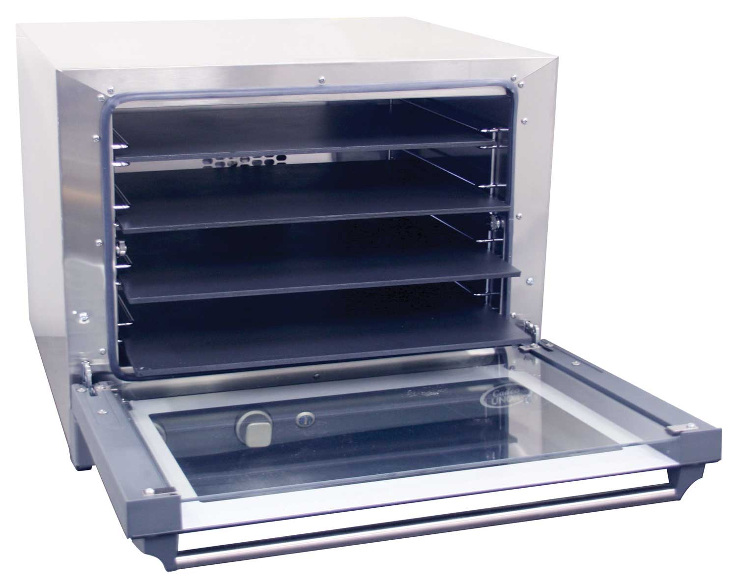 Cadco Medium Duty Stainless 208-240 Volt Countertop Pizza Convection Oven With Manual Control, 23 5/8 X 18 5/8 X 23 3/4 Inch