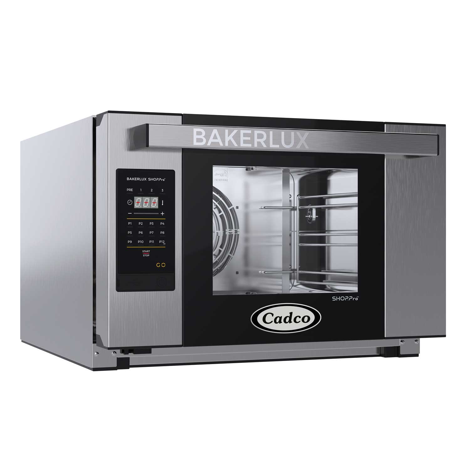 Cadco Bakerlux Heavy-duty Stainless Steel 120 Volt 3 Shelf Half Size Countertop Convection Oven With Digital Controls, 23.6875 X 16 X 25.5 Inch