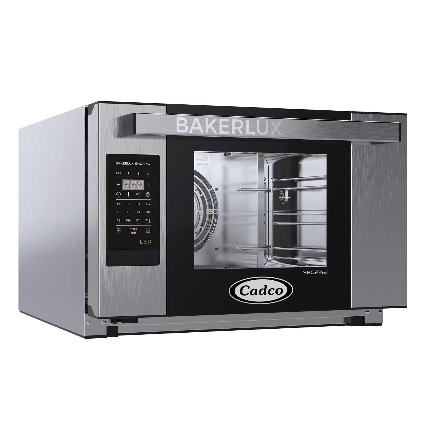 Cadco Bakerlux Heavy-duty Stainless Steel 120 Volt 3 Shelf Half Size Countertop Convection Oven With Digital Controls And Humidity, 23 5/8 X 16 5/8 X 29 Inch