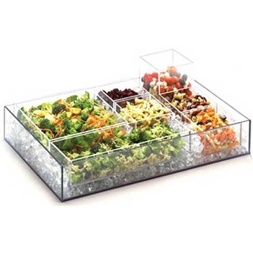 Cal-mil Clear Acrylic Square Accessory Bowl For Salad Bar, 10 X 10 X 3 Inch