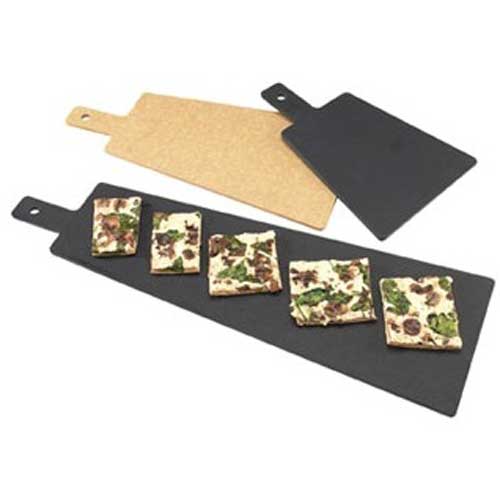 Cal-Mil Black Trapezoid Flat Bread Serving Board with Handle, 11.63 x 7.88 x 0.25 inch -- 3 per case