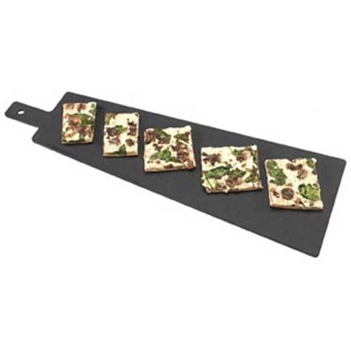 Cal-Mil Black Trapezoid Flat Bread Serving Board with Handle, 23.63 x 8 x 0.25 inch -- 3 per case
