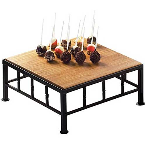 Cal-mil Iron Square Riser With Bamboo Top, 12 X 12 X 5 Inch