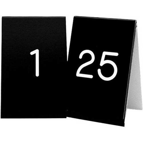 Cal-mil Black With White Engraved 1 To 25 Number Tent Set, 3.5 X 5 Inch