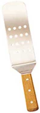 American Metalcraft Stainless Steel 8 X 3 Inch Rounded Perforated Blade Turner With Wood Handle, 14 Inch Overall Length