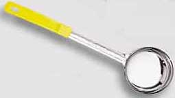 American Metalcraft Stainless Steel Solid 5 Ounce Bowl Spooner With Yellow Handle, 3 1/2 Inch Dia.