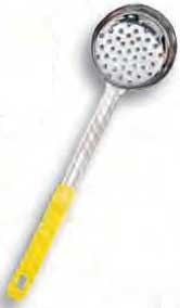 American Metalcraft Stainless Steel Perforated 5 Ounce Bowl Spooner With Yellow Handle, 3-1/2 Inch Dia.