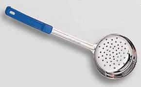 American Metalcraft Stainless Steel Perforated 8 Ounce Bowl Spooner With Blue Handle, 4 Inch Dia.