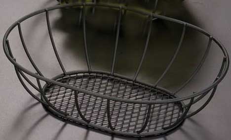 American Metalcraft Black Wrought Iron Mesh Bottom Straight Sided Oval Basket, 9 X 6 X 2-1/2 Inch Height