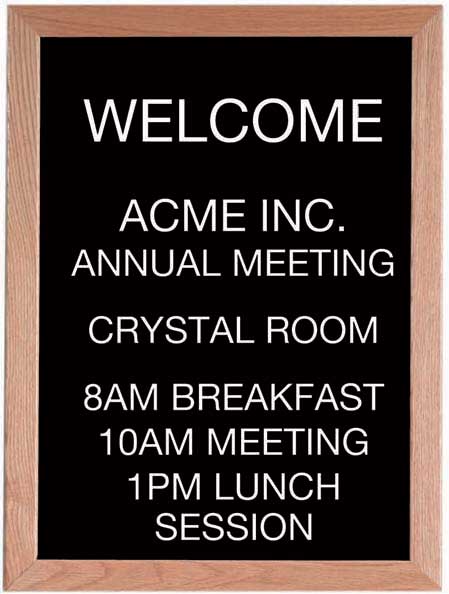 Aarco Solid Red Oak Framed Letter Board Open Face Message Center, 24 x 18 inch