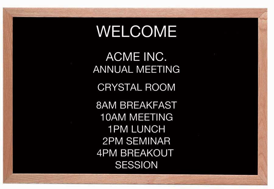 Aarco Solid Red Oak Framed Letter Board Open Face Message Center, 24 x 36 inch