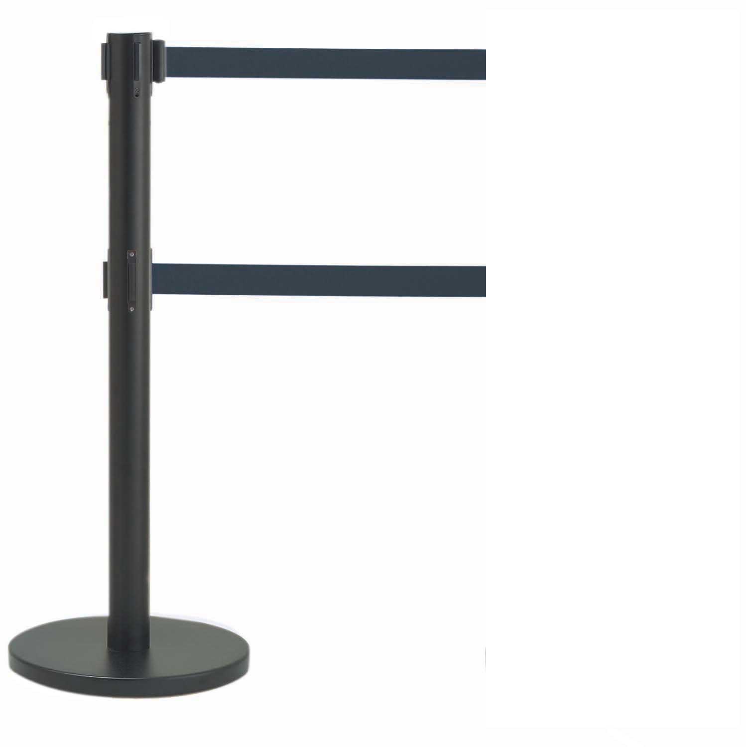 Aarco Form-A-Line (TM) Black Finish Crowd Control System with 7 feet Retractable Dual Blue Belt