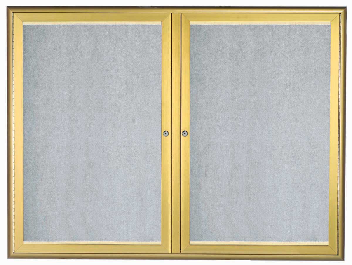 Aarco Indoor/Outdoor Waterfall Series Gold Enclosed Bulletin Board with ...