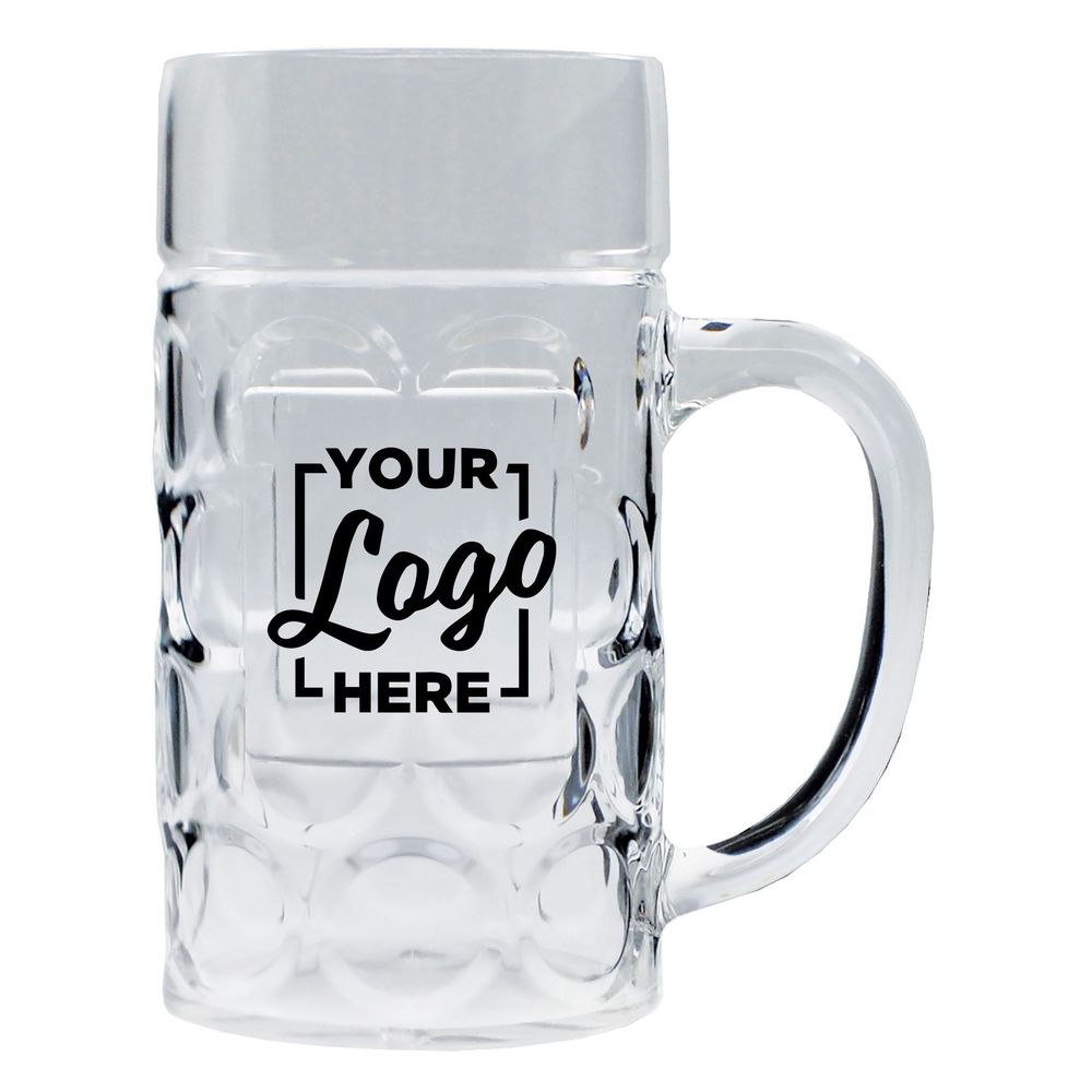 Howw German Beer Mug With Handle With 2 Color Custom Logo, 0.5 Liter Capacity -- 48 Per Case