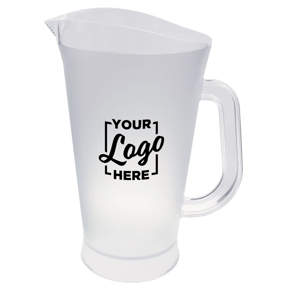 Howw Clear Polystyrene Pitcher With Handle With 2 Color Custom Logo, 70 Ounce Capacity -- 192 Per Case