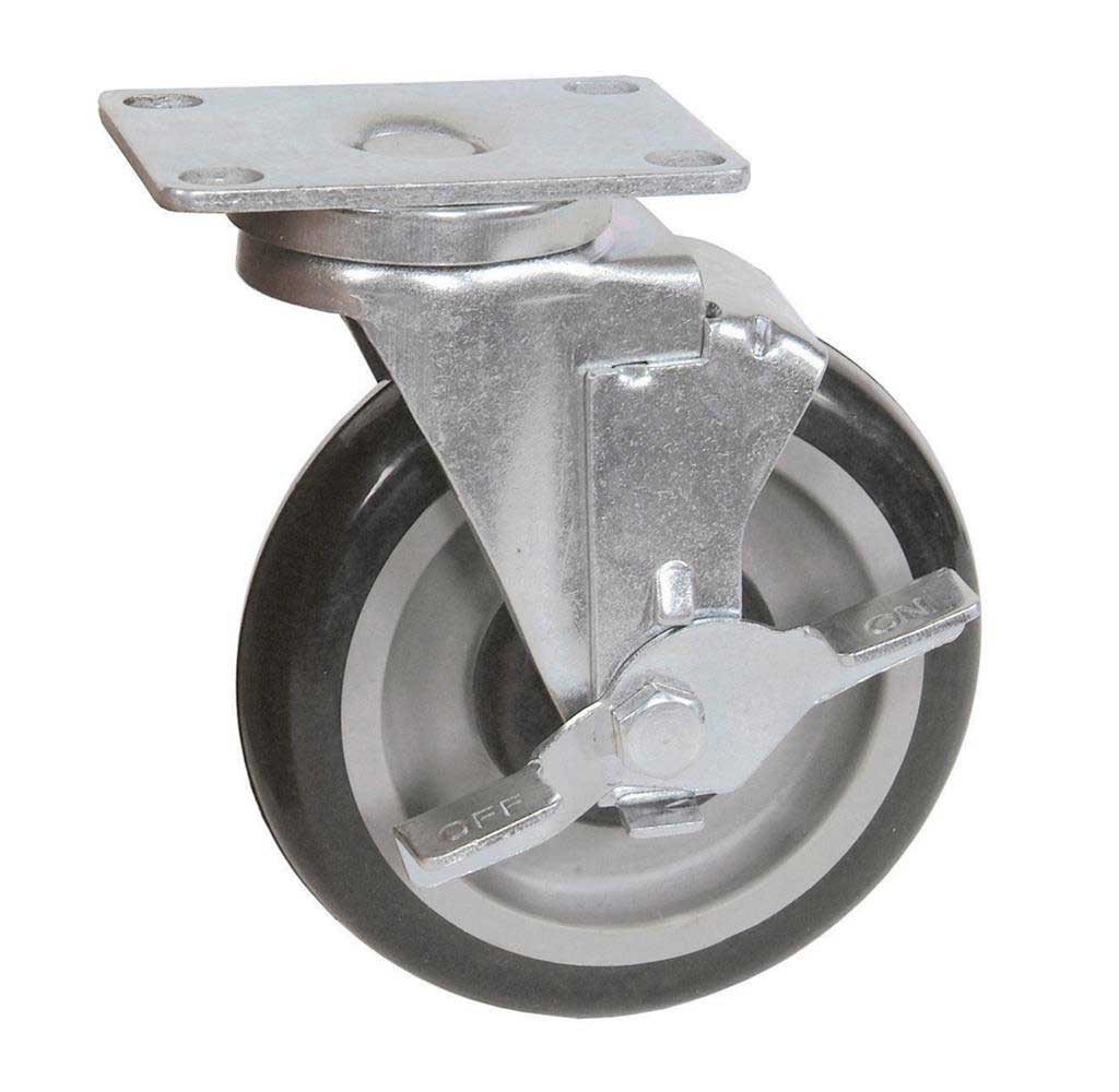 BK Resources Polyurethane Caster with Brake, 5 inch Dia