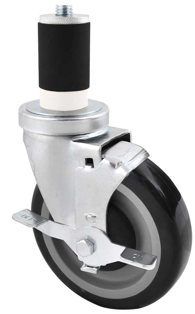 BK Resources Polyurethane Swivel Ply Caster with Brake, 5 inch Dia