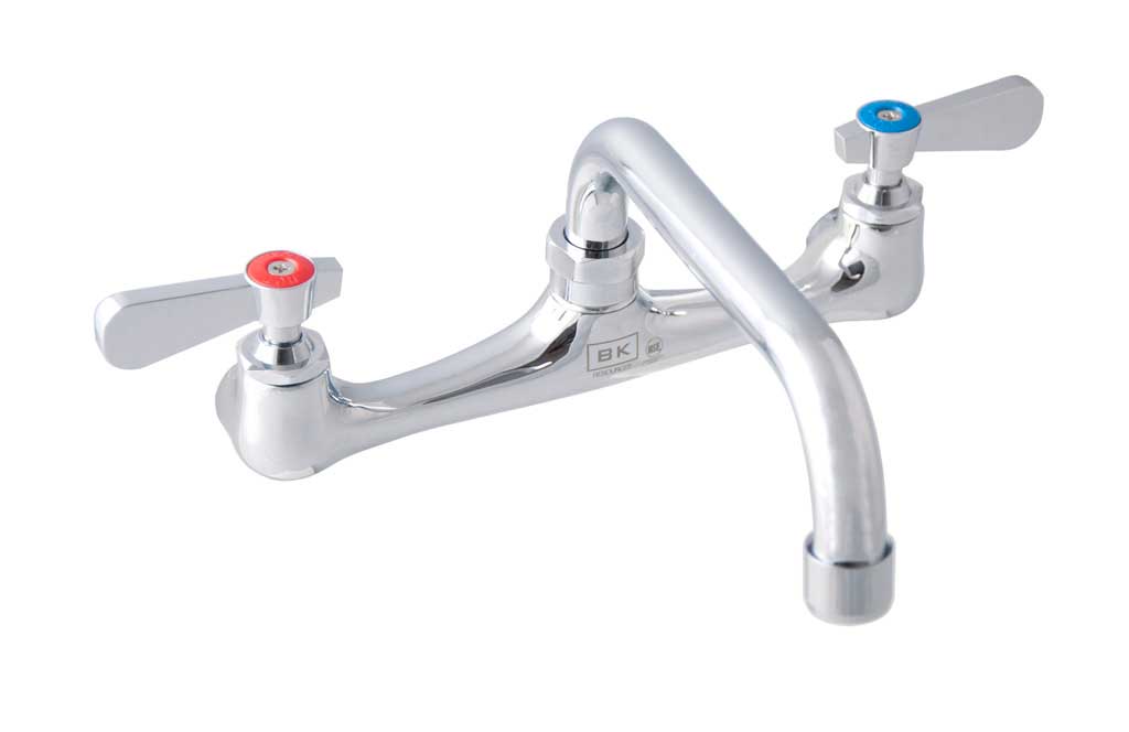 Bk Resources Workforce Standard Duty 8 Inch On Center Splash Mount Faucet With 10 Inch Swing Spout