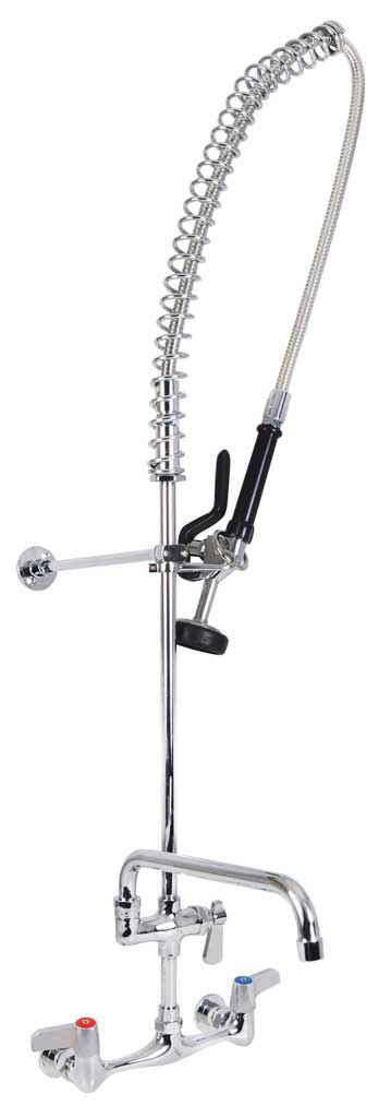 BK Resources Workforce Standard Duty Pre-Rinse with 8 inch OC Splash Mount and 12 inch Add-on Faucet