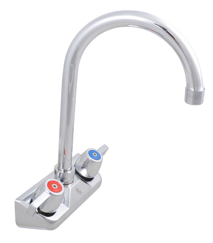 Bk Resources Workforce Standard Duty 4 Inch On Center Splash Mount Faucet With 3.5 Inch Gooseneck Spout