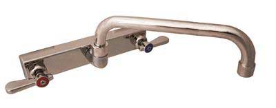 BK Resources Evolution Series Stainless Steel 8 inch on Center Splash Mount Faucet with 12 inch Swing Spout