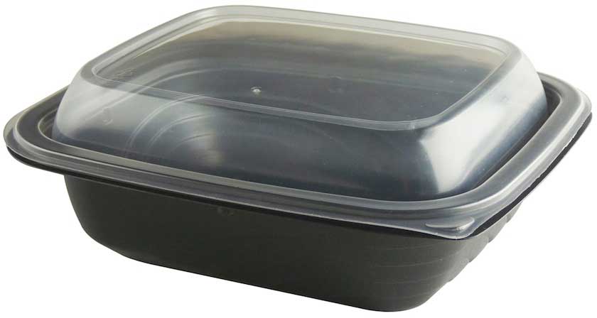 Anchor Packaging MicroRaves Wave Polypropylene Black Container with Clear Vented Lid, 16 Ounce Capacity -- 200 per case